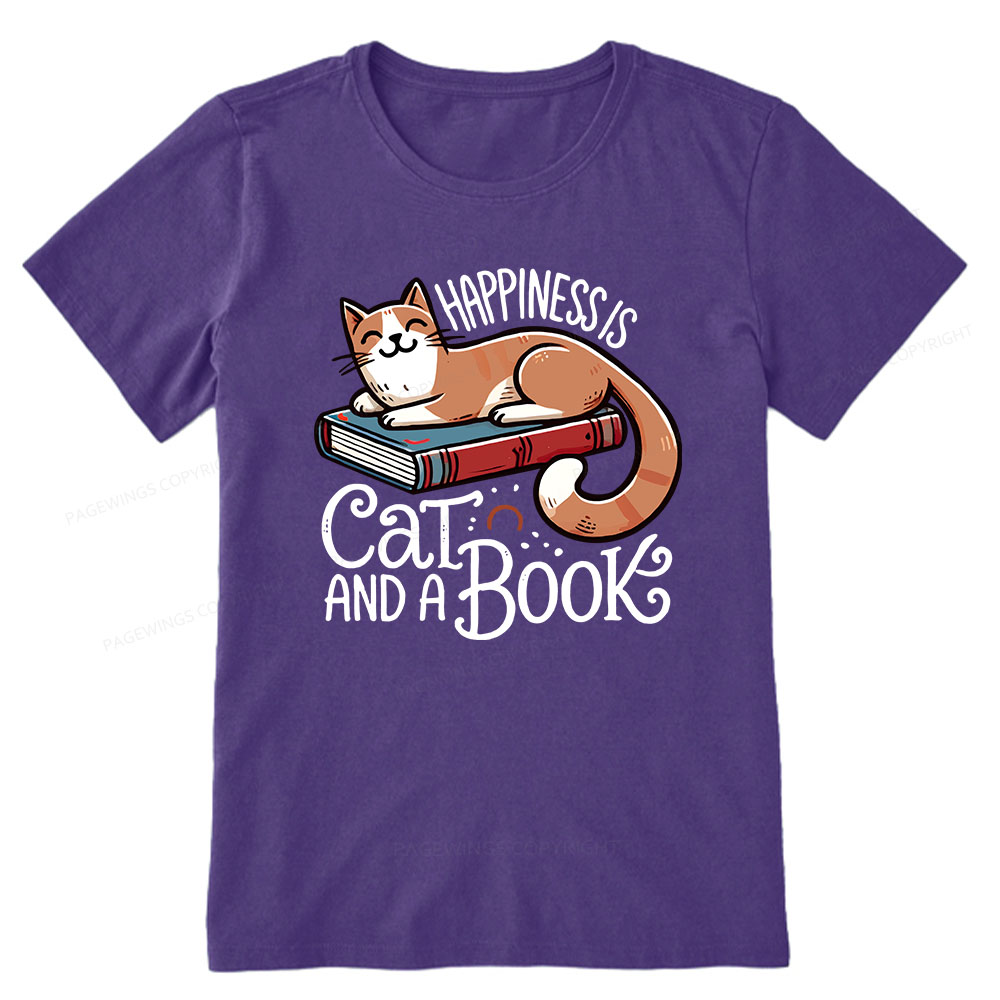 Pagewings Happiness Is A Cat And A Book Unisex Classic T-shirt