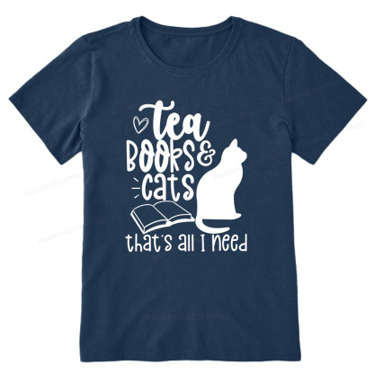 Pagewings Tea Books Cats That's All I Need Unisex Classic T-shirt