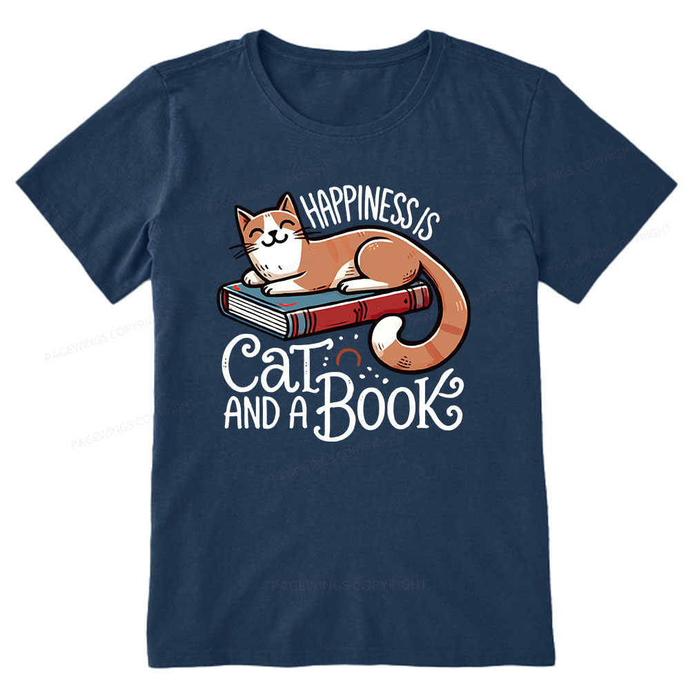 Pagewings Happiness Is A Cat And A Book Unisex Classic T-shirt