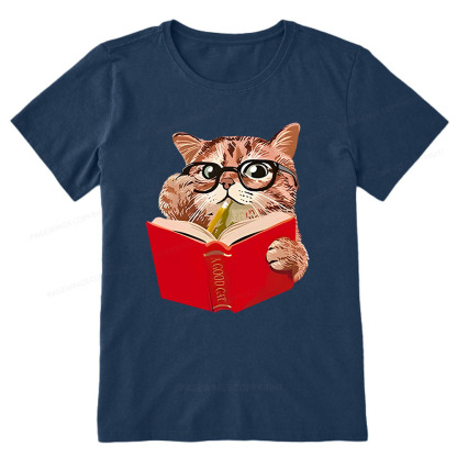 Pagewings Cat Reading Book Shirt, Books and Cats Unisex Classic T-shirt