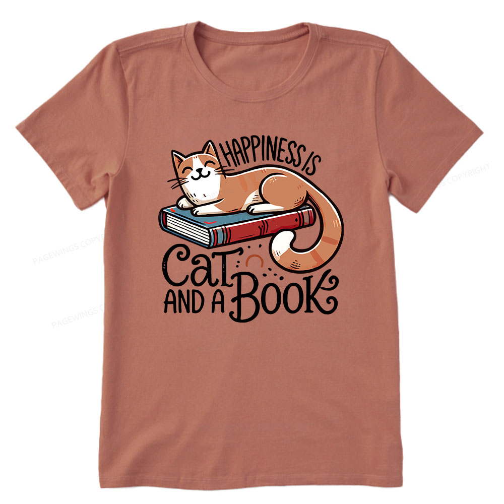 Pagewings Happiness Is A Cat And A Book Unisex Classic T-shirt