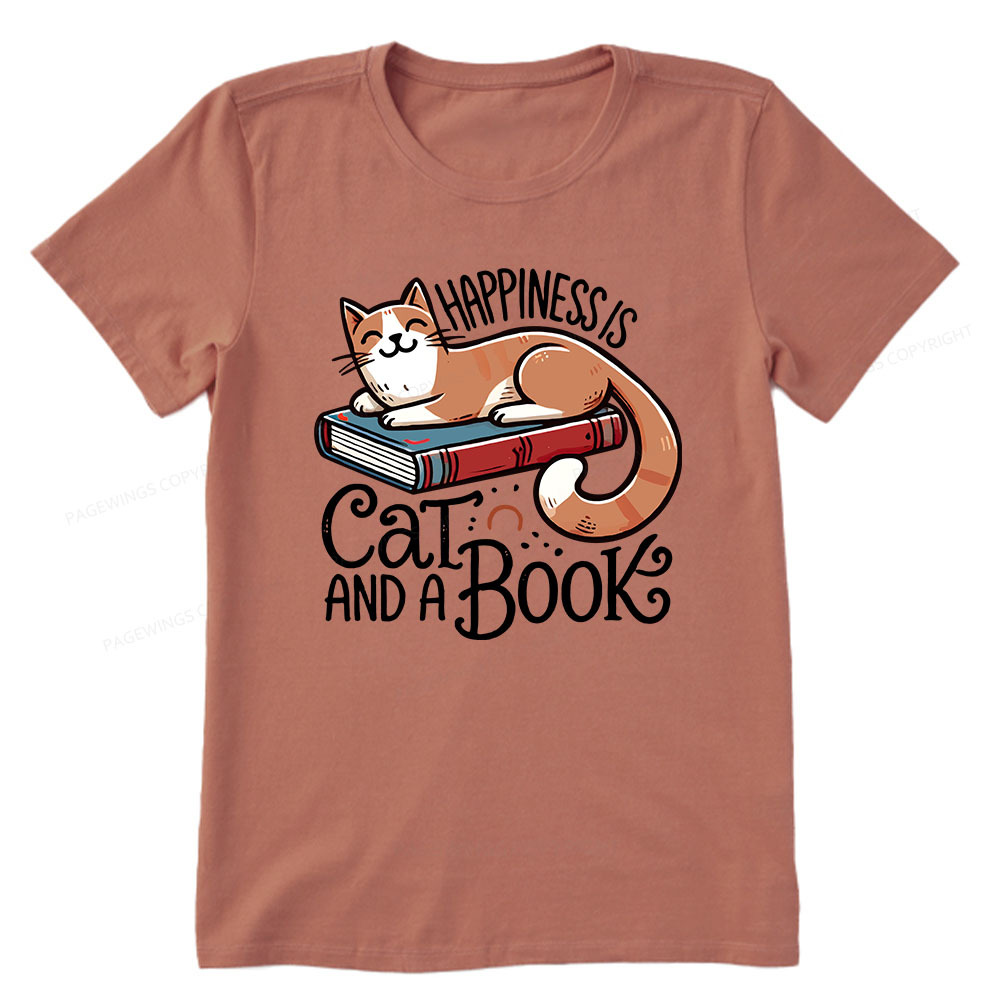 Pagewings Happiness Is A Cat And A Book Unisex Classic T-shirt