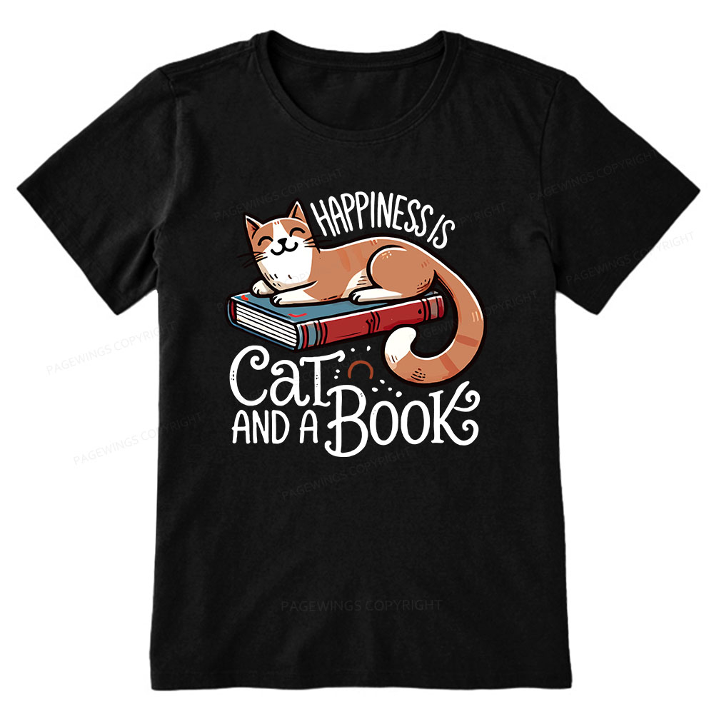 Pagewings Happiness Is A Cat And A Book Unisex Classic T-shirt