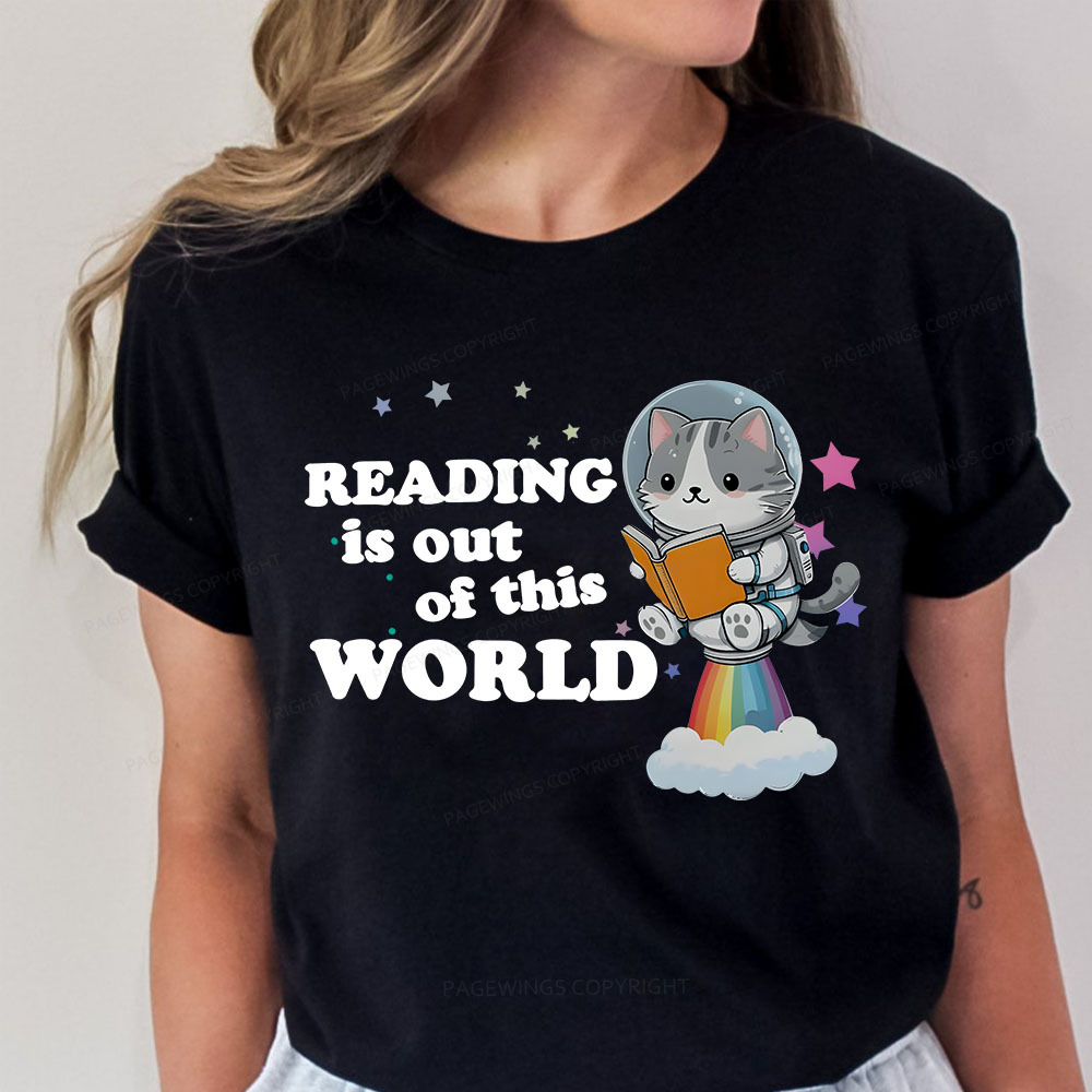 Pagewings Cat Reading in Space Unisex Classic T-shirt