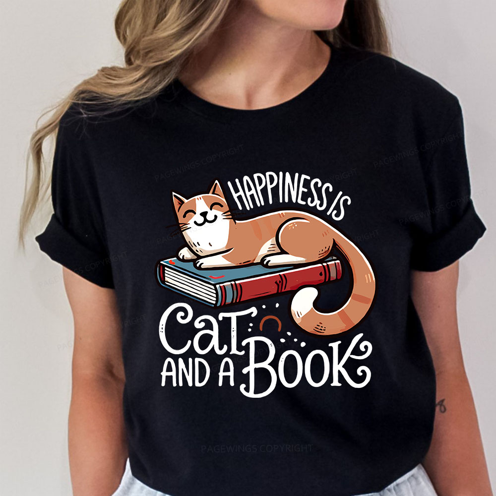 Pagewings Happiness Is A Cat And A Book Unisex Classic T-shirt