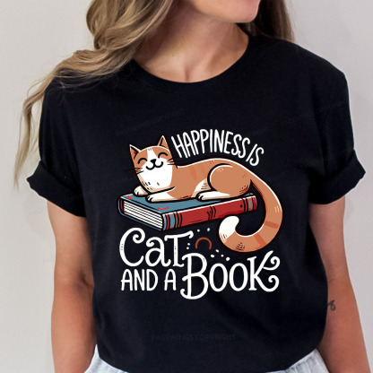 Pagewings Happiness Is A Cat And A Book Unisex Classic T-shirt