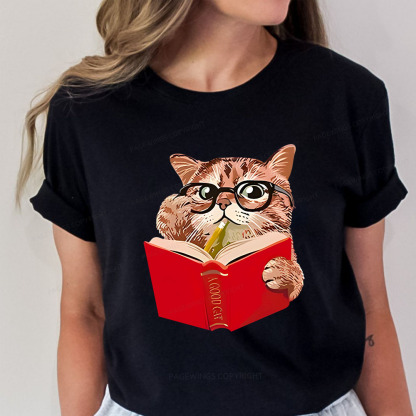 Pagewings Cat Reading Book Shirt, Books and Cats Unisex Classic T-shirt