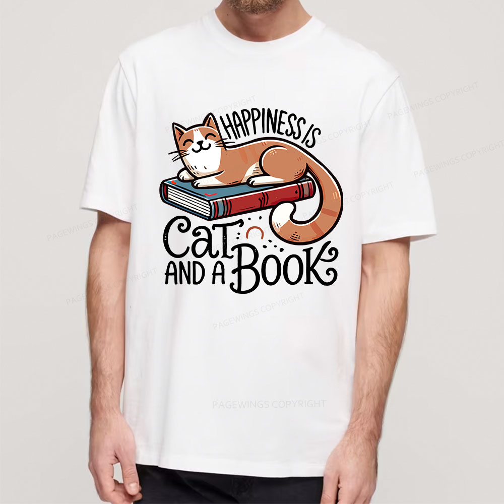 Pagewings Happiness Is A Cat And A Book Unisex Classic T-shirt