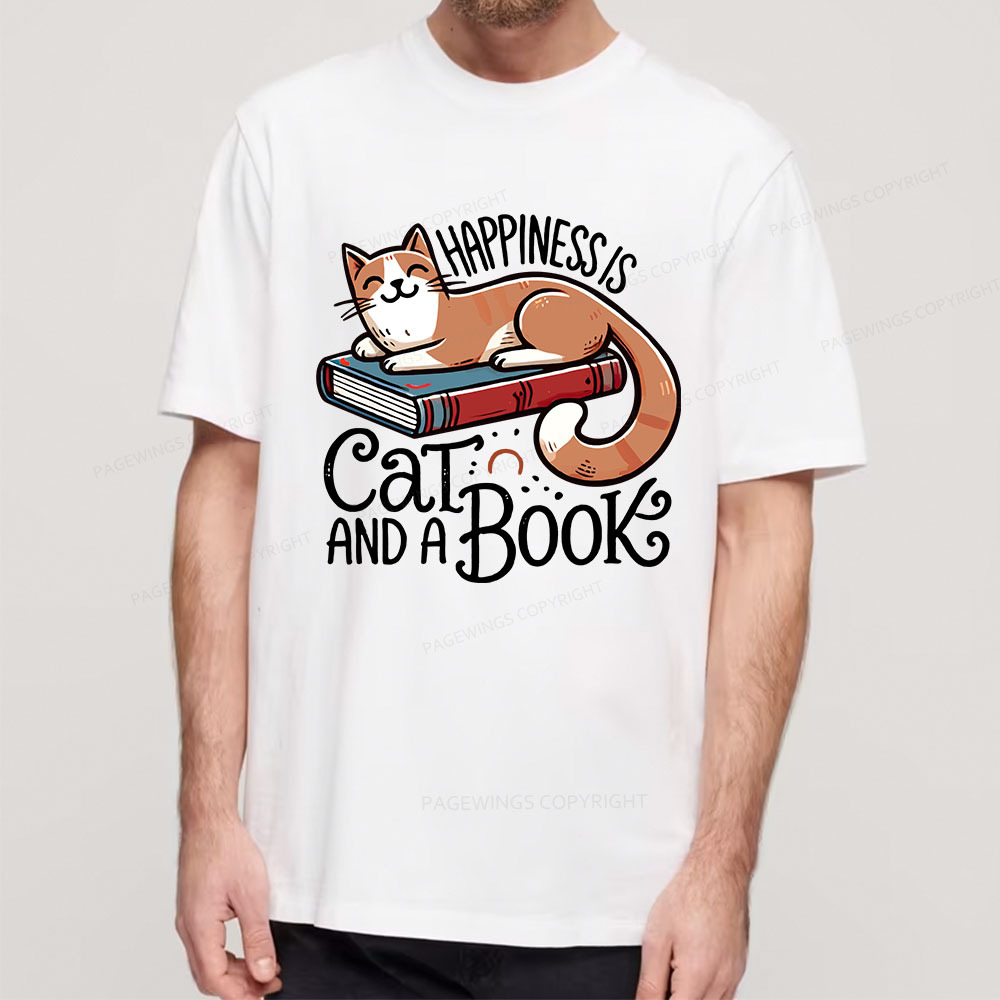 Pagewings Happiness Is A Cat And A Book Unisex Classic T-shirt