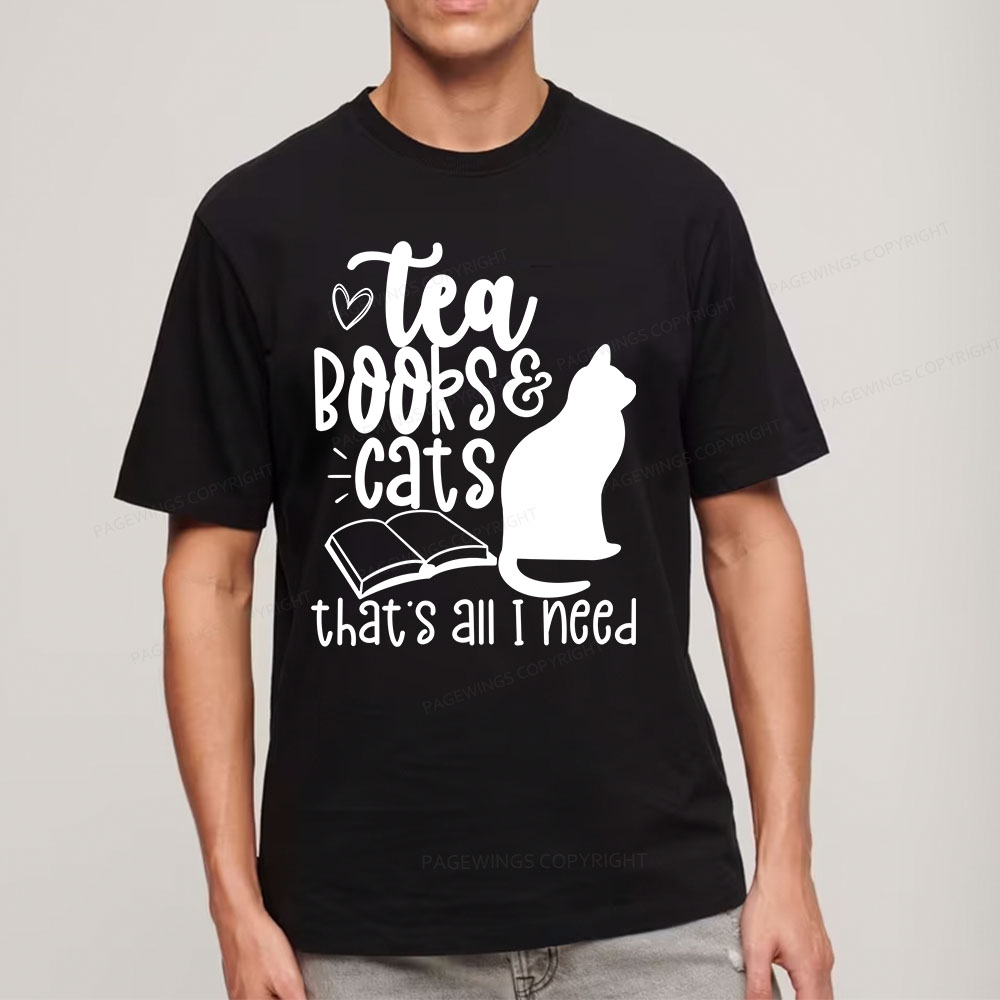 Pagewings Tea Books Cats That's All I Need Unisex Classic T-shirt