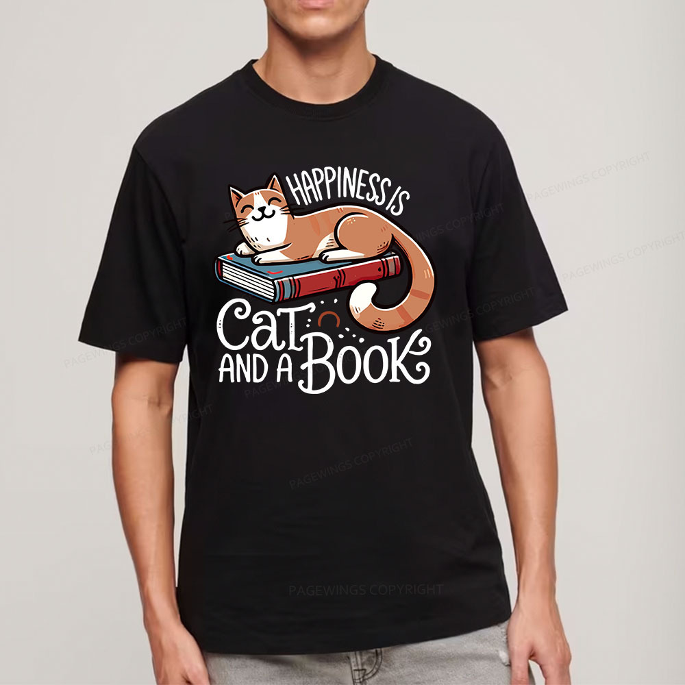 Pagewings Happiness Is A Cat And A Book Unisex Classic T-shirt