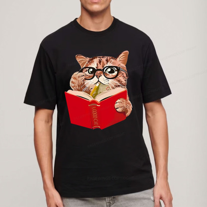 Pagewings Cat Reading Book Shirt, Books and Cats Unisex Classic T-shirt