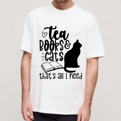 Pagewings Tea Books Cats That's All I Need Unisex Classic T-shirt