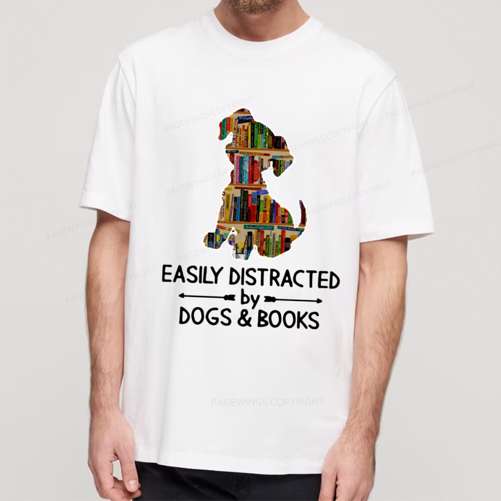 Pagewings Easily Distracted By Dogs And Books Unisex Classic T-shirt