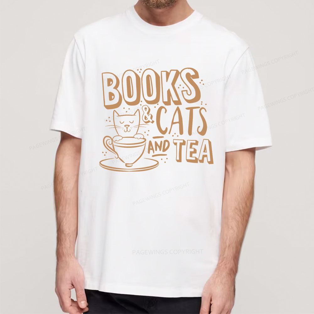 Pagewings Books And Cats And Tea On Men's Premium Unisex Classic T-shirt