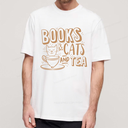 Pagewings Books And Cats And Tea On Men's Premium Unisex Classic T-shirt
