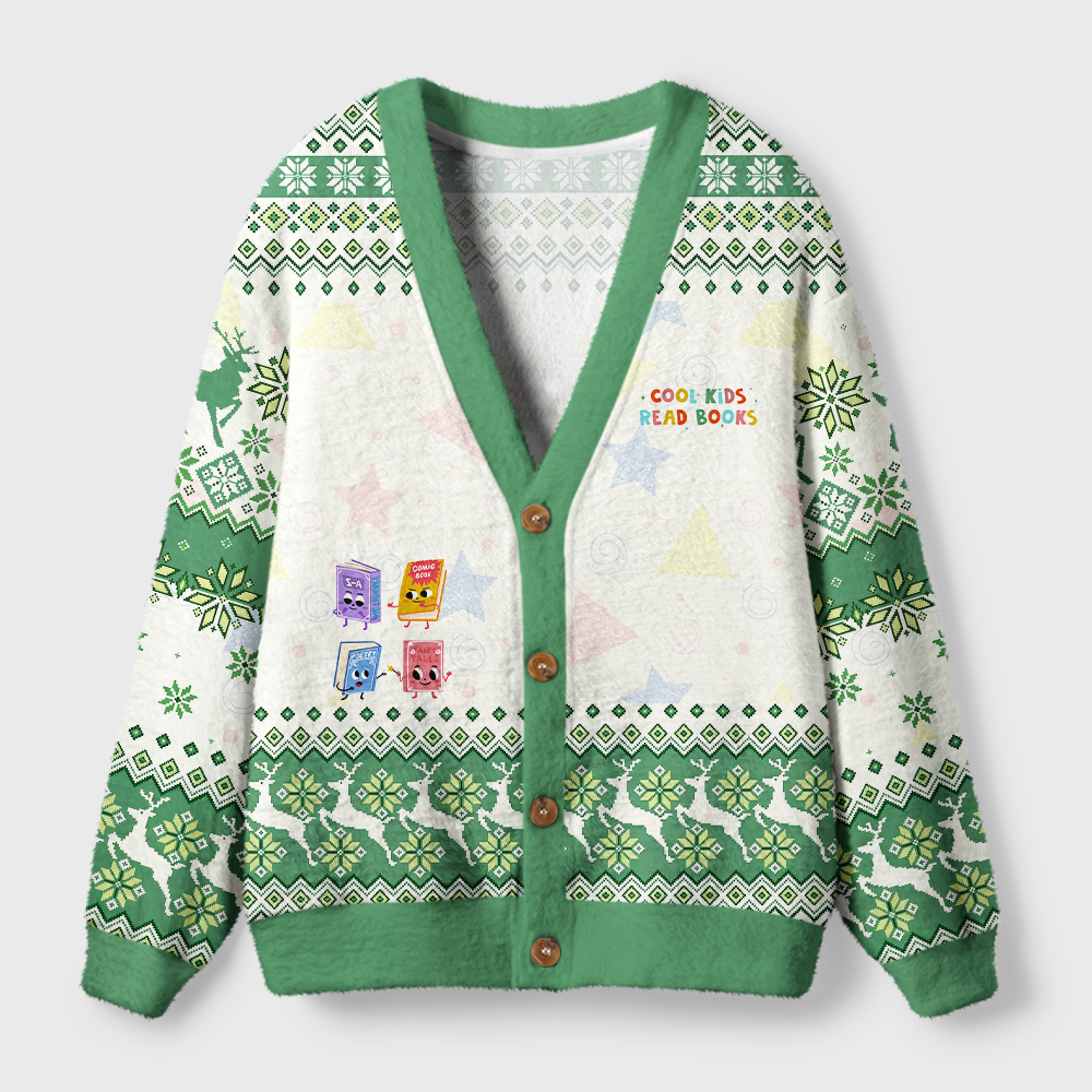 Pagewings Cool Kids Read Books Light Knit Unisex Cardigan Sweaters
