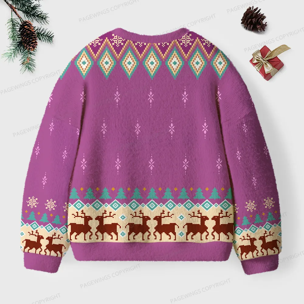 Pagewings Mouse With Books Unisex Ugly Knit Sweatshirt