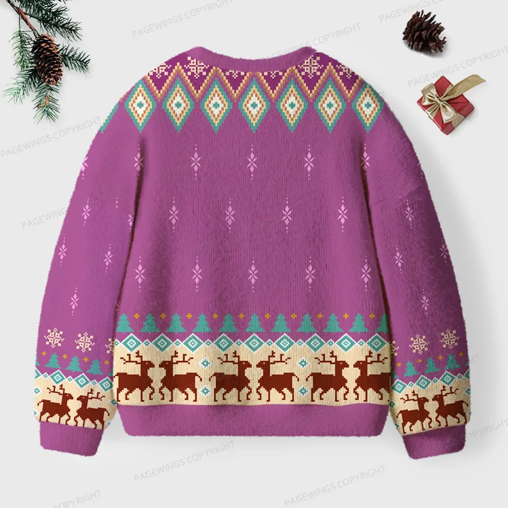 Pagewings Mouse With Books Unisex Ugly Knit Sweatshirt