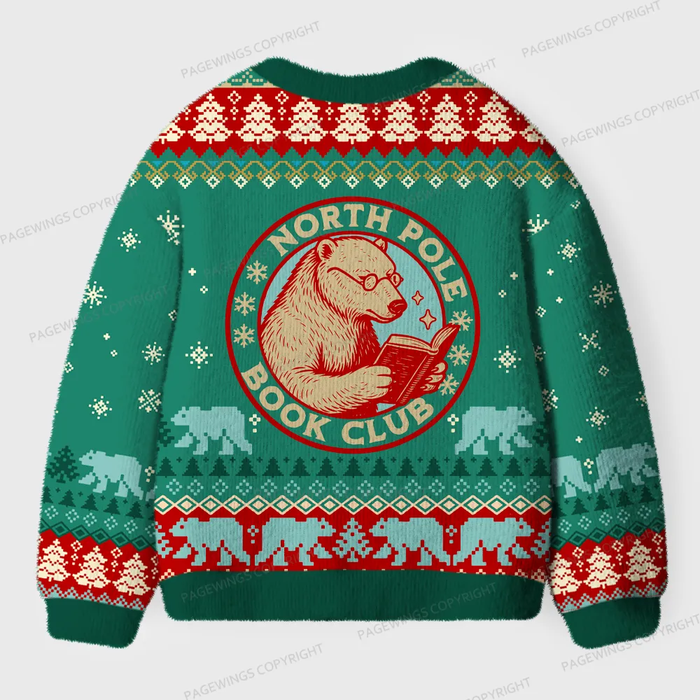Pagewings North Pole Book Club Unisex Ugly Cardigan Sweaters