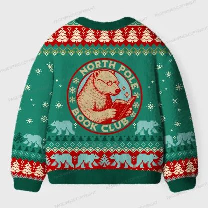 Pagewings North Pole Book Club Unisex Ugly Cardigan Sweaters