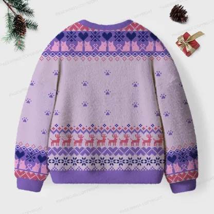 Pagewings Easily Distracted By  Cats & Books Unisex Ugly Knit Sweatshirt