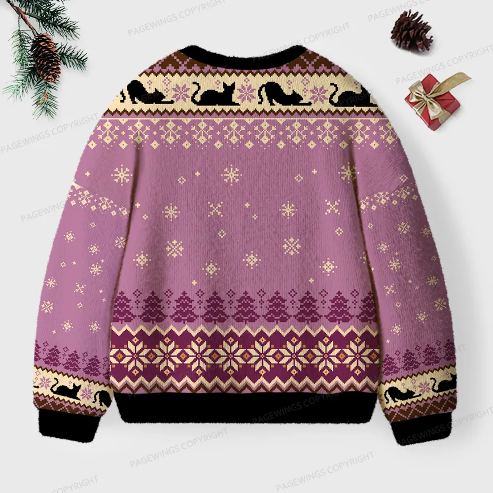Pagewings Just a Book Loving Cat Unisex Ugly Knit Sweatshirt