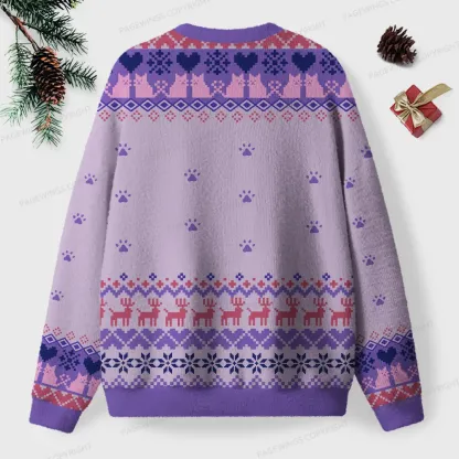 Pagewings Easily Distracted By  Cats & Books Unisex Ugly Knit Sweatshirt