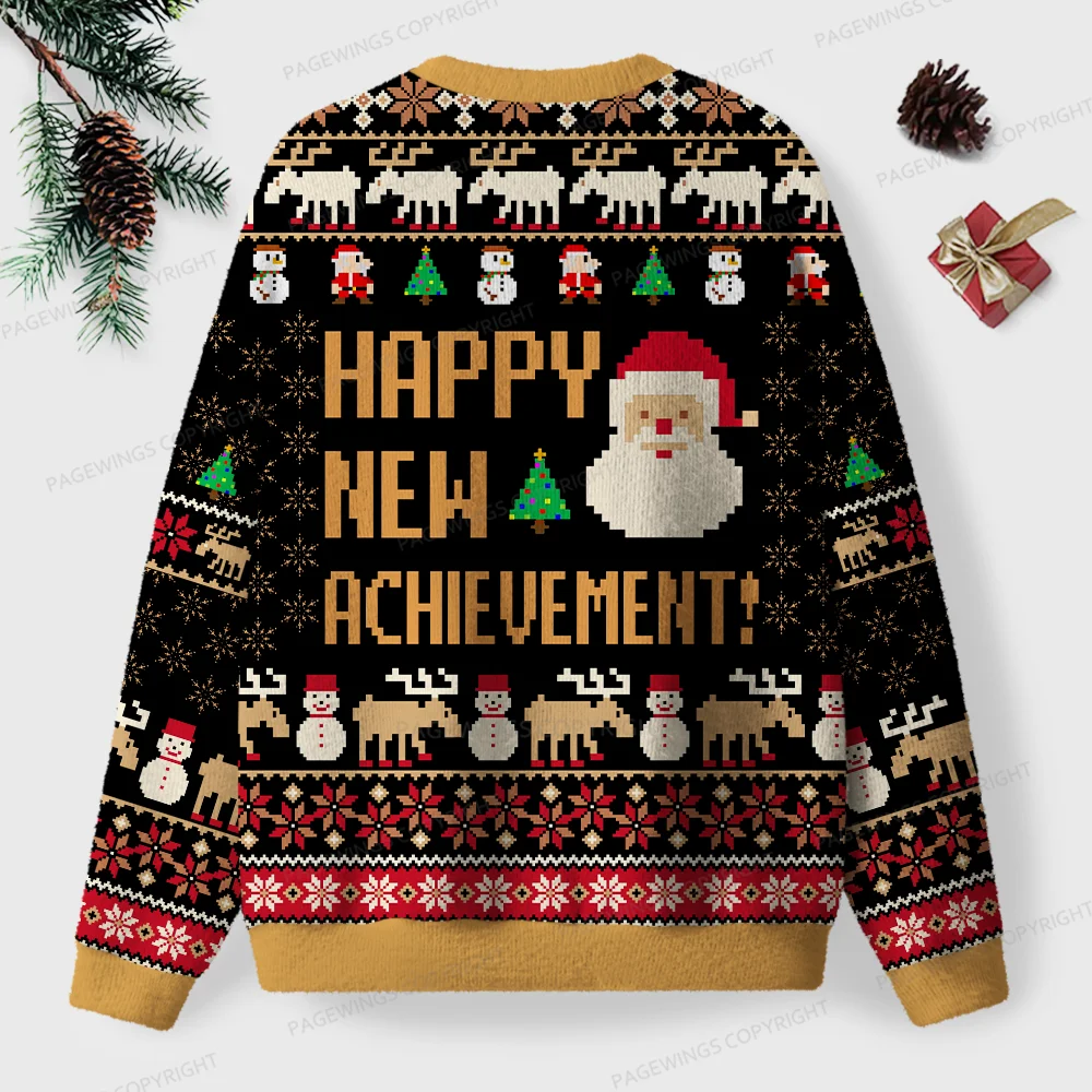 Pagewings Happy New Achievement Unisex Ugly Knit Sweatshirt