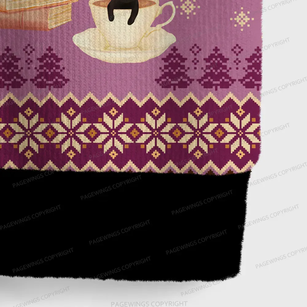 Pagewings Just a Book Loving Cat Unisex V-Neck Ugly Knit Vest