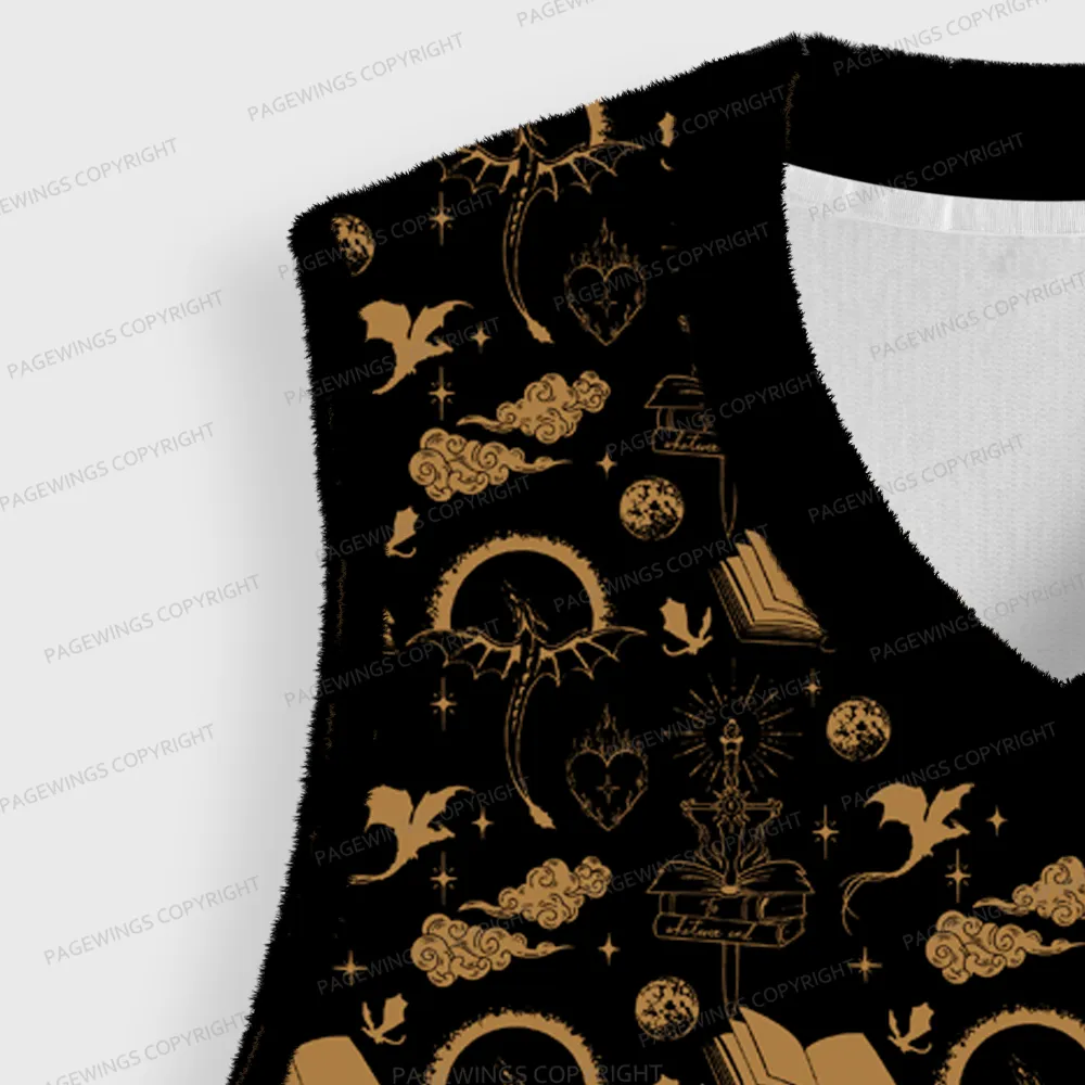 Pagewings Fantasy Book Lover Unisex V-Neck Ugly Knit Vest