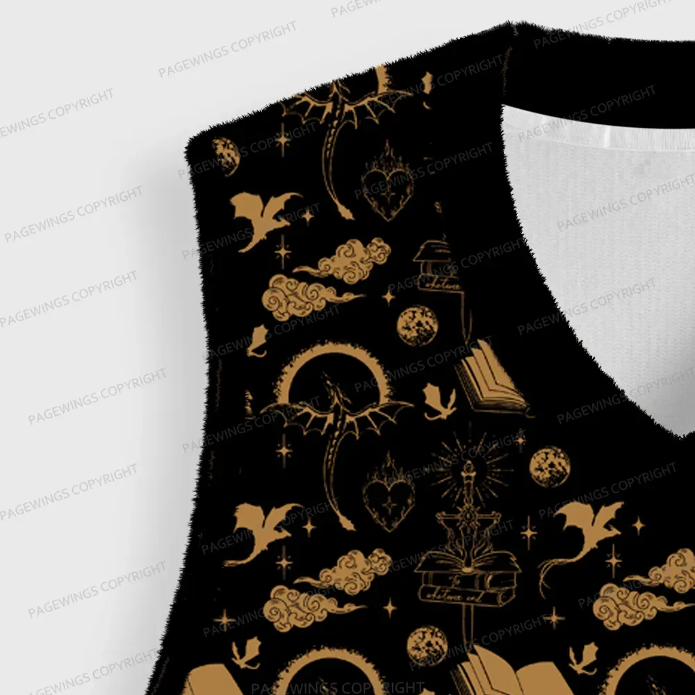 Pagewings Fantasy Book Lover Unisex V-Neck Ugly Knit Vest