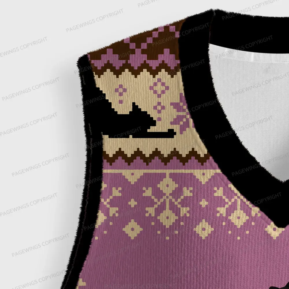 Pagewings Just a Book Loving Cat Unisex V-Neck Ugly Knit Vest