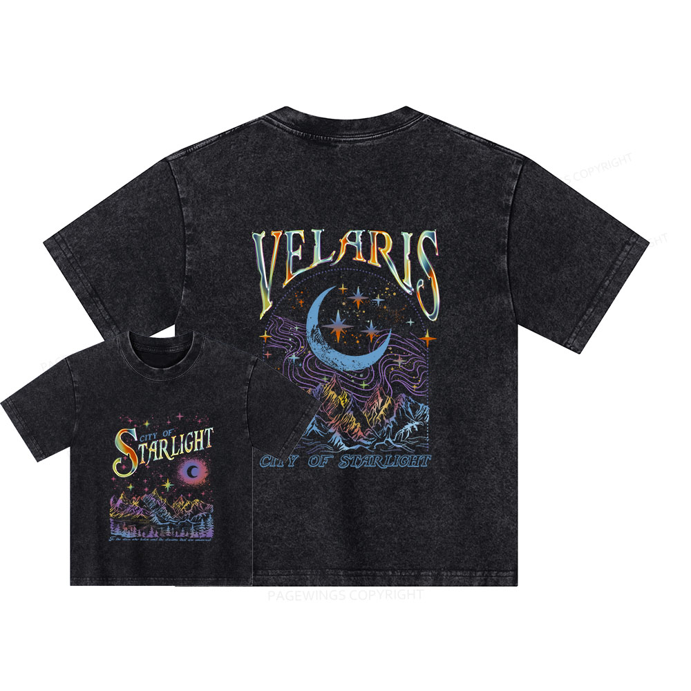 Pagewings Velaris City Of Starlight ACOTAR Two-Sided Unisex Kids Washed T-shirt