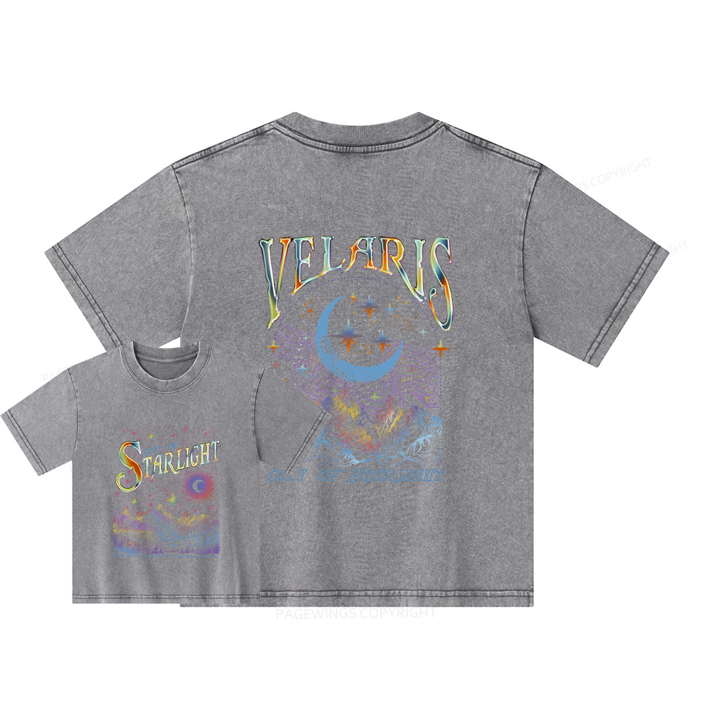 Pagewings Velaris City Of Starlight ACOTAR Two-Sided Unisex Kids Washed T-shirt