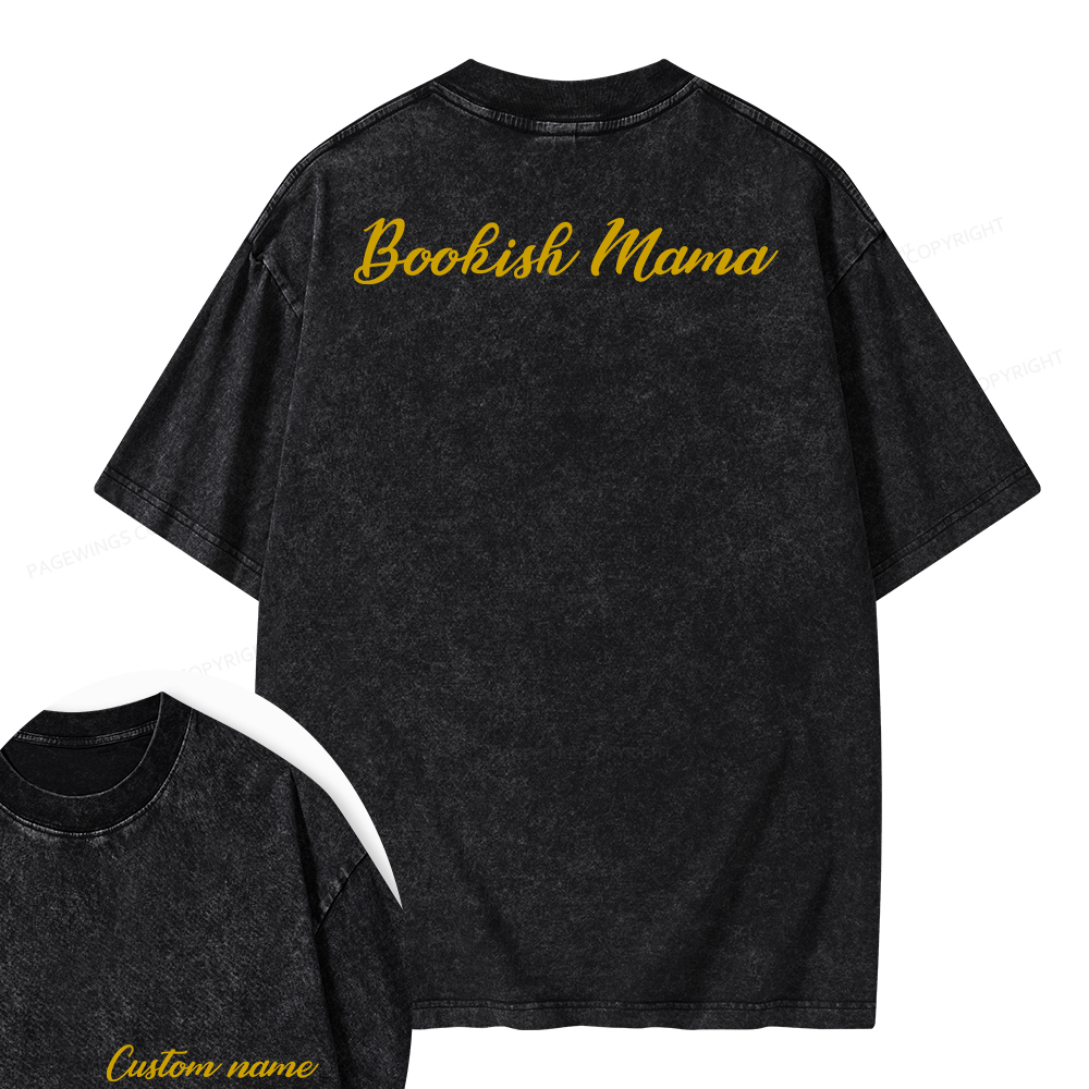 Pagewings Personalized Bookish Mama Unisex Washed T-shirt