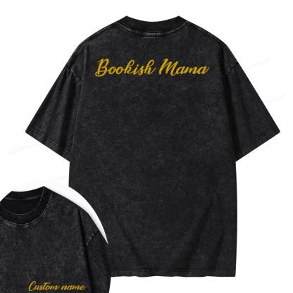 Pagewings Personalized Bookish Mama Unisex Washed T-shirt