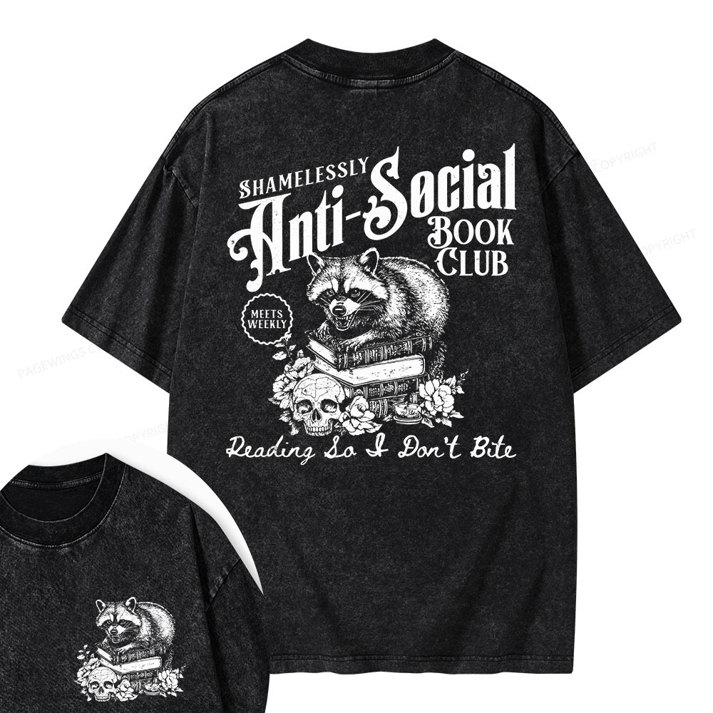 Pagewings Anti-Social Book Club Unisex Washed T-shirt