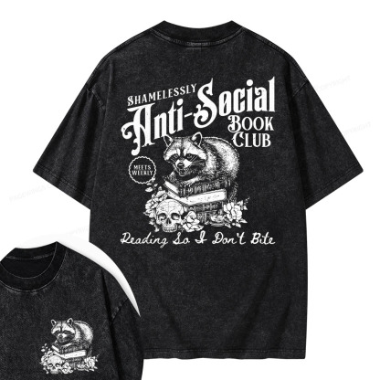 Pagewings Anti-Social Book Club Unisex Washed T-shirt