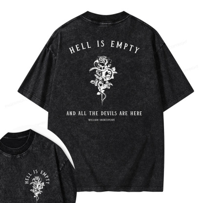 Pagewings Hell Is Empty And All The Devils Are Here Unisex Washed T-shirt