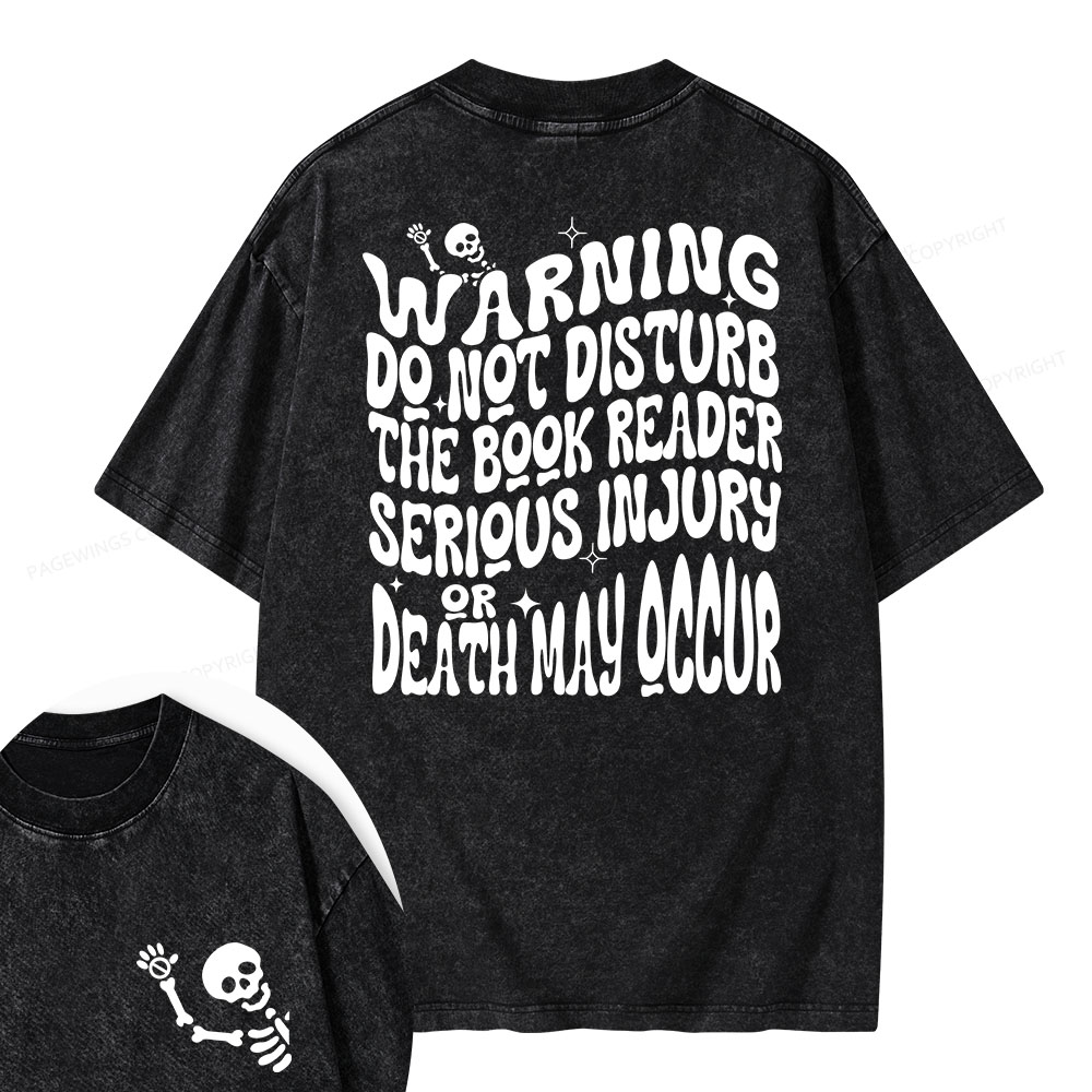 Pagewings Warning Do Not Disturb Reader Unisex Washed T-shirt