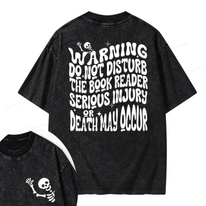 Pagewings Warning Do Not Disturb Reader Unisex Washed T-shirt