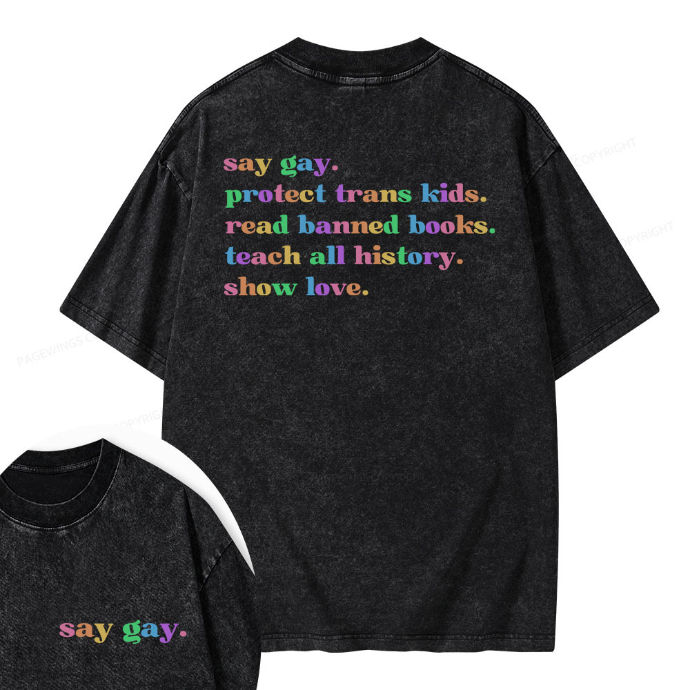 Pagewings Read Banned Books Unisex Washed T-shirt