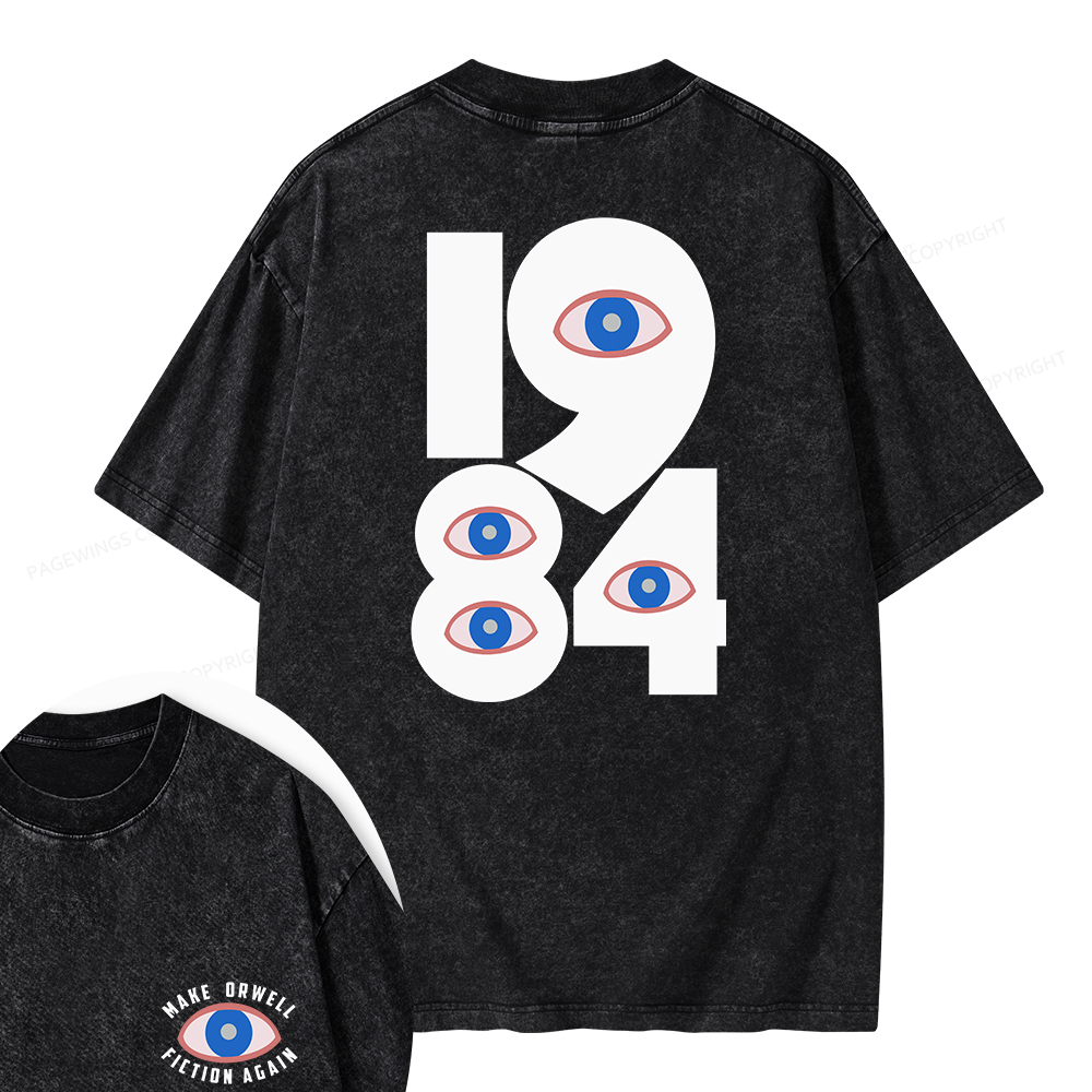 Pagewings 1984 Make Orwell Fiction Again Unisex Washed T-shirt