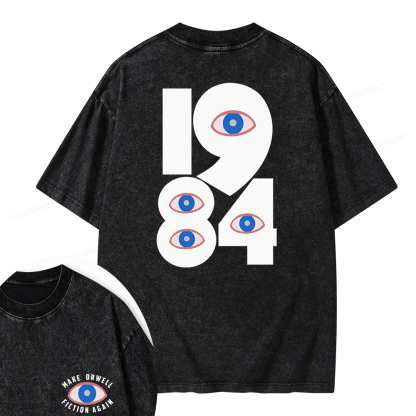 Pagewings 1984 Make Orwell Fiction Again Unisex Washed T-shirt