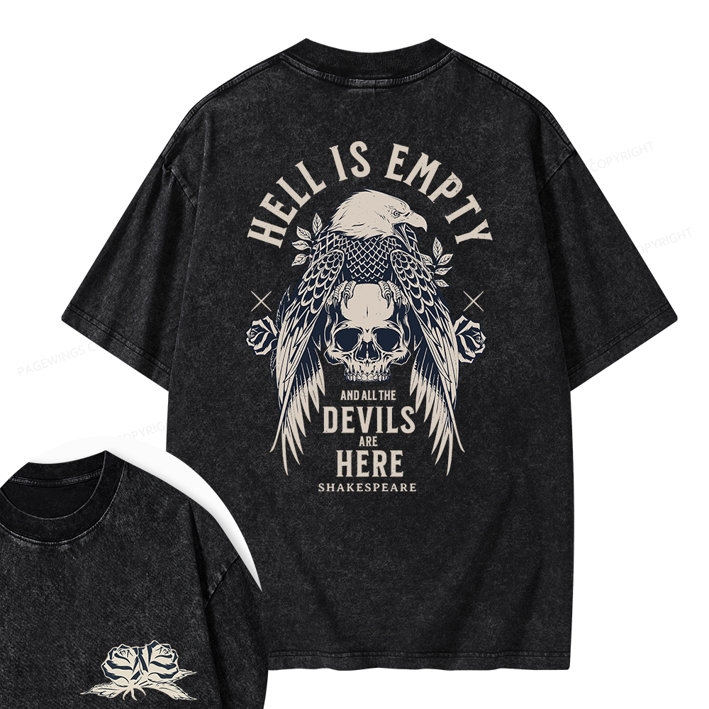 Pagewings Hell Is Empty And All The Devils Are Here Unisex Washed T-shirt