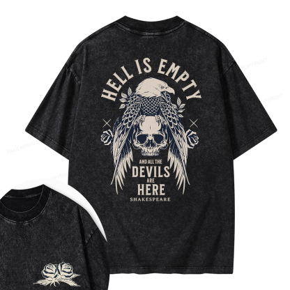 Pagewings Hell Is Empty And All The Devils Are Here Unisex Washed T-shirt