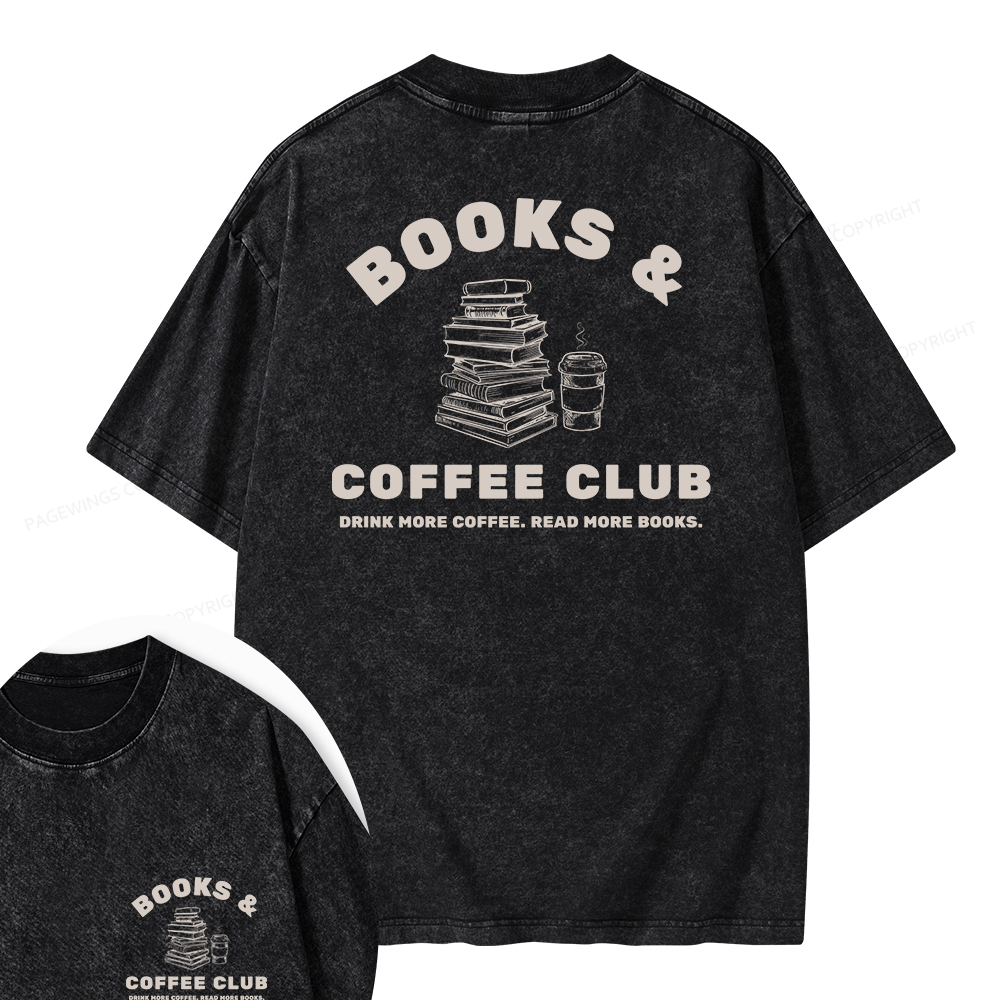 Pagewings Books and Coffee Club Unisex Washed T-shirt