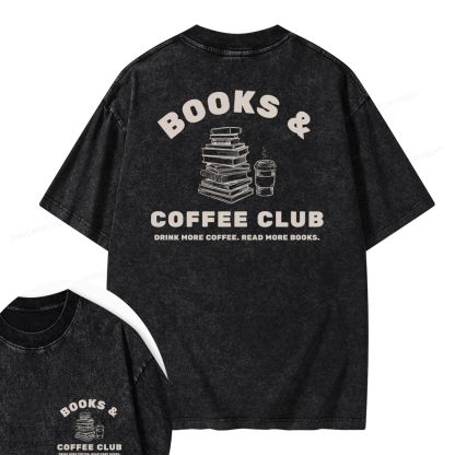 Pagewings Books and Coffee Club Unisex Washed T-shirt