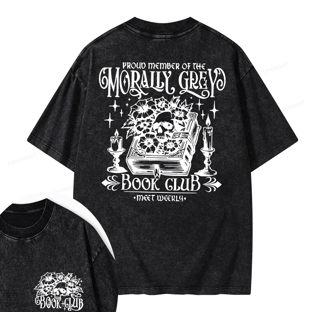 Pagewings Morally Grey Book Club Unisex Washed T-shirt